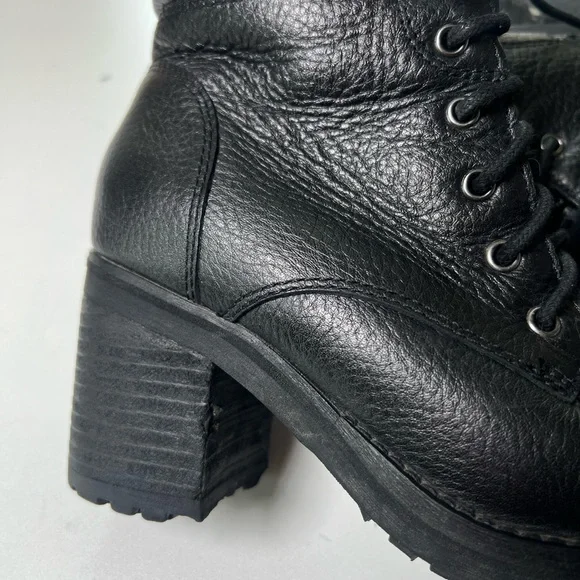 Steve Madden platform chunky Black Leather Ankle Boots 6 - Picture 8 of 8